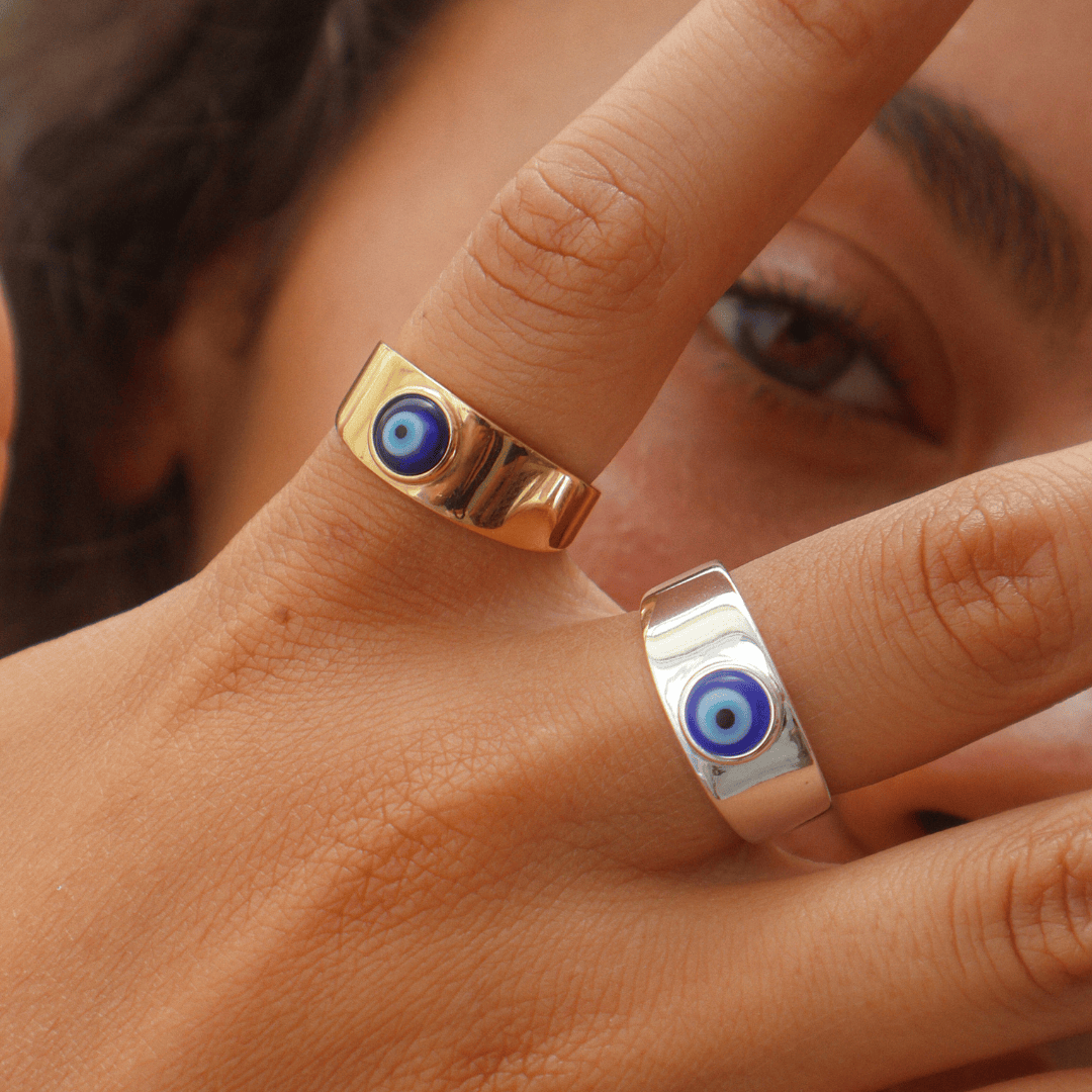 Azura evil eye protection ring in gold