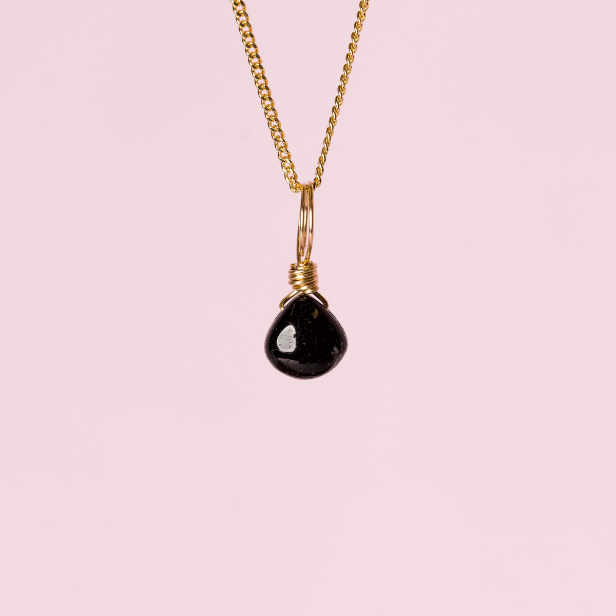 Black tourmaline crystal charm droplet for protection