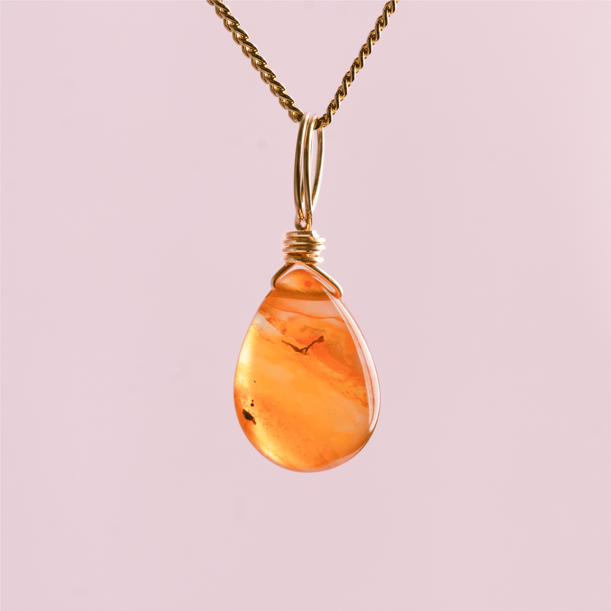 Carnelian crystal charm droplet for confidence