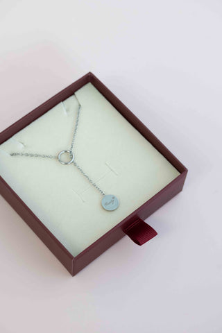 Halo Lariat Necklace - Engravable, Silver