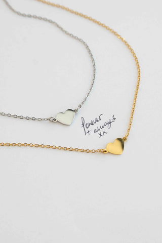 With Love Heart Necklace - Engravable, Silver