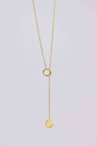 Halo Lariat Necklace - Engravable, 18k PVD Gold