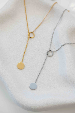 Halo Lariat Necklace - Engravable, 18k PVD Gold