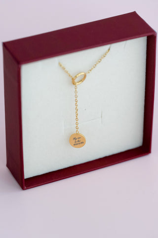 Halo Lariat Necklace - Engravable, 18k PVD Gold