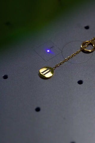 Halo Lariat Necklace - Engravable, 18k PVD Gold