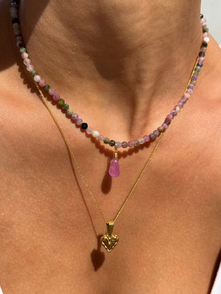 Mixed Tourmaline Beaded Necklace - Waterproof