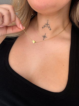 With Love Heart Necklace - Engravable, 18k PVD Gold