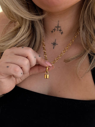 Forever Yours Padlock Charm - Engravable, 18k PVD Gold