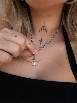 Forever Yours Padlock Charm - Engravable, Silver