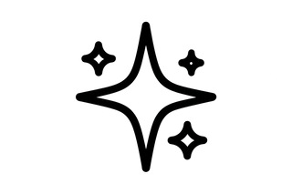 Sparkle icon, black outline