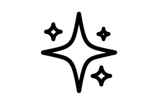 Sparkle icon, black outline