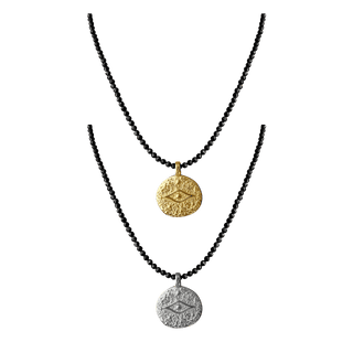 Boundaries Set: Athena Evil Eye Charm + Black Spinel Beaded Necklace