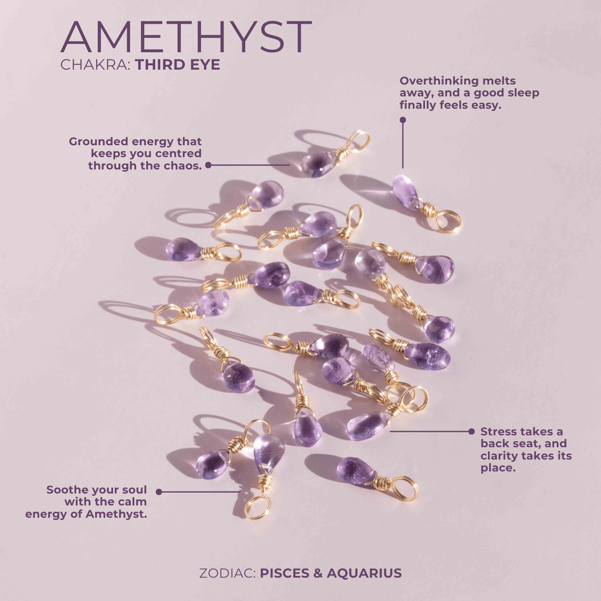 Amethyst to Calm Your Mind - Crystal Charm