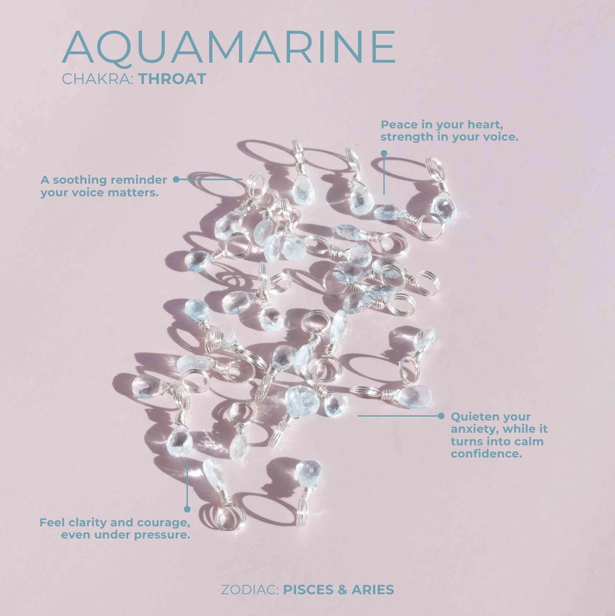Aquamarine to Stress Less - Crystal Charm