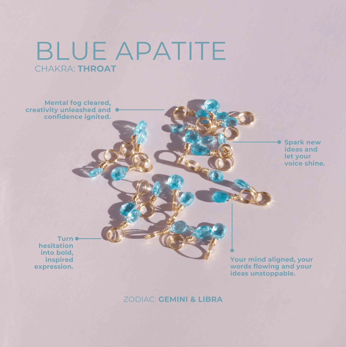 Blue Apatite for Mental Fog - Crystal Charm