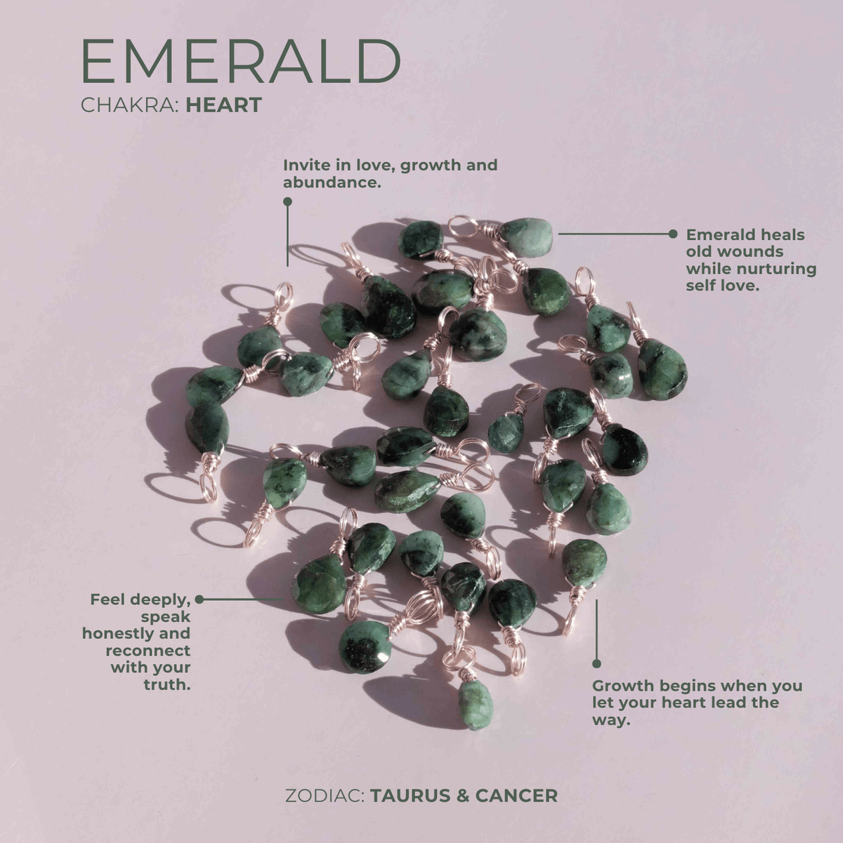 Emerald Petite for Compassion - Crystal Charm