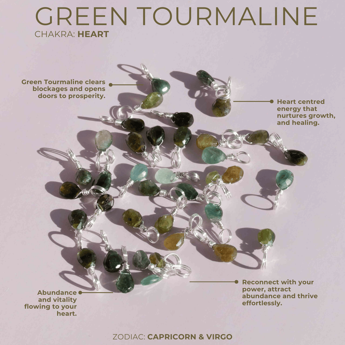 Green Tourmaline Personal Growth - Crystal Charm