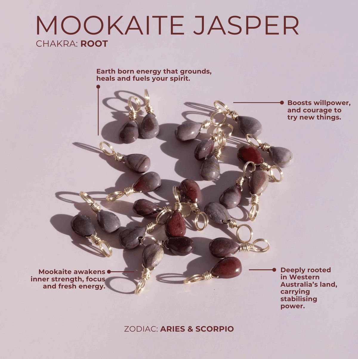 Mookaite Jasper for Procrastination - Crystal Charm