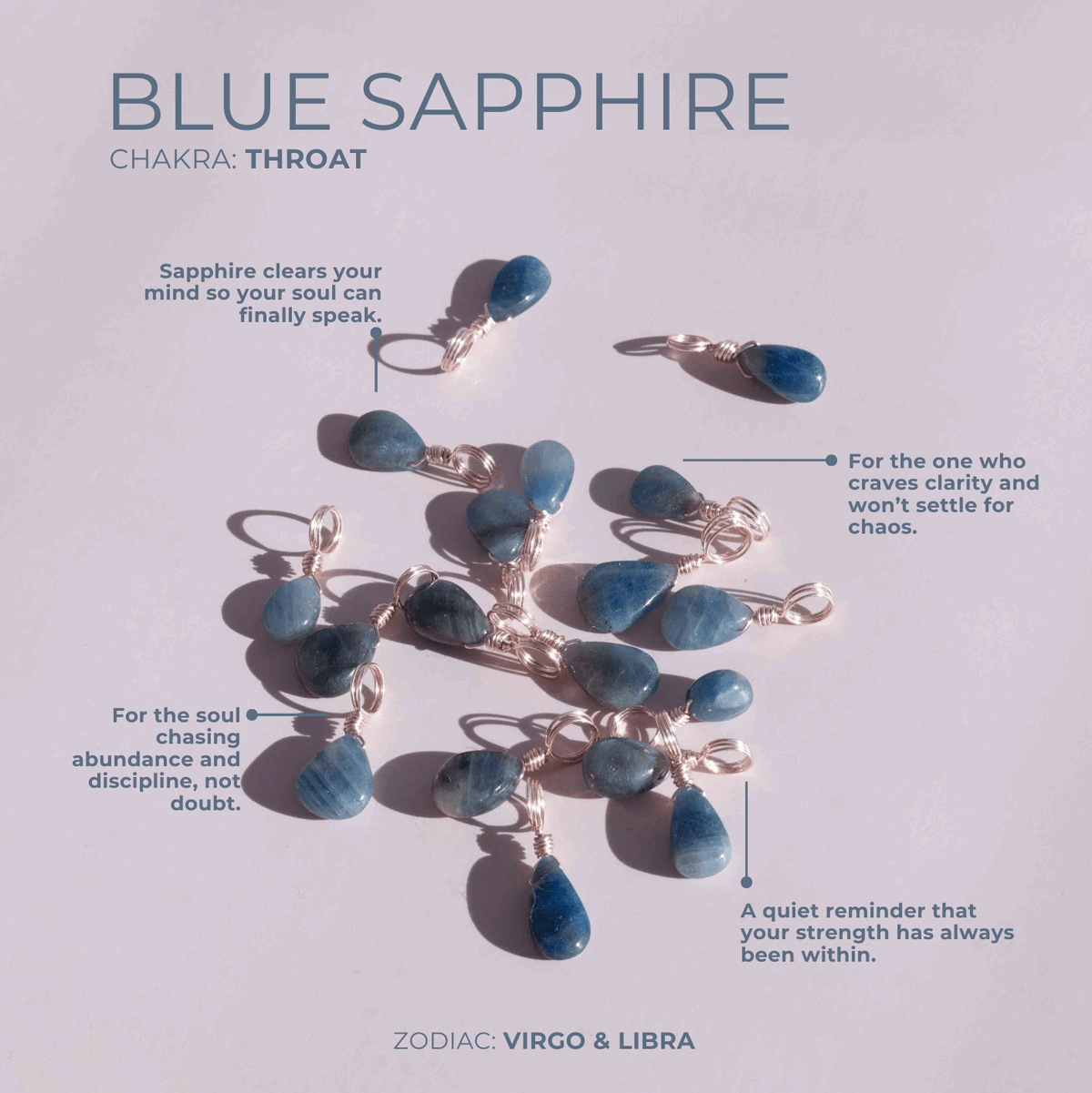 Blue Sapphire for Wisdom & Clarity - Crystal Charm