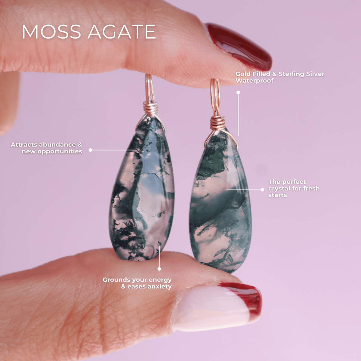 Large Moss Agate for Steady Growth - Crystal Charm