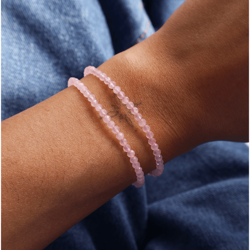 Rose quartz crystal beaded bracelet for self love