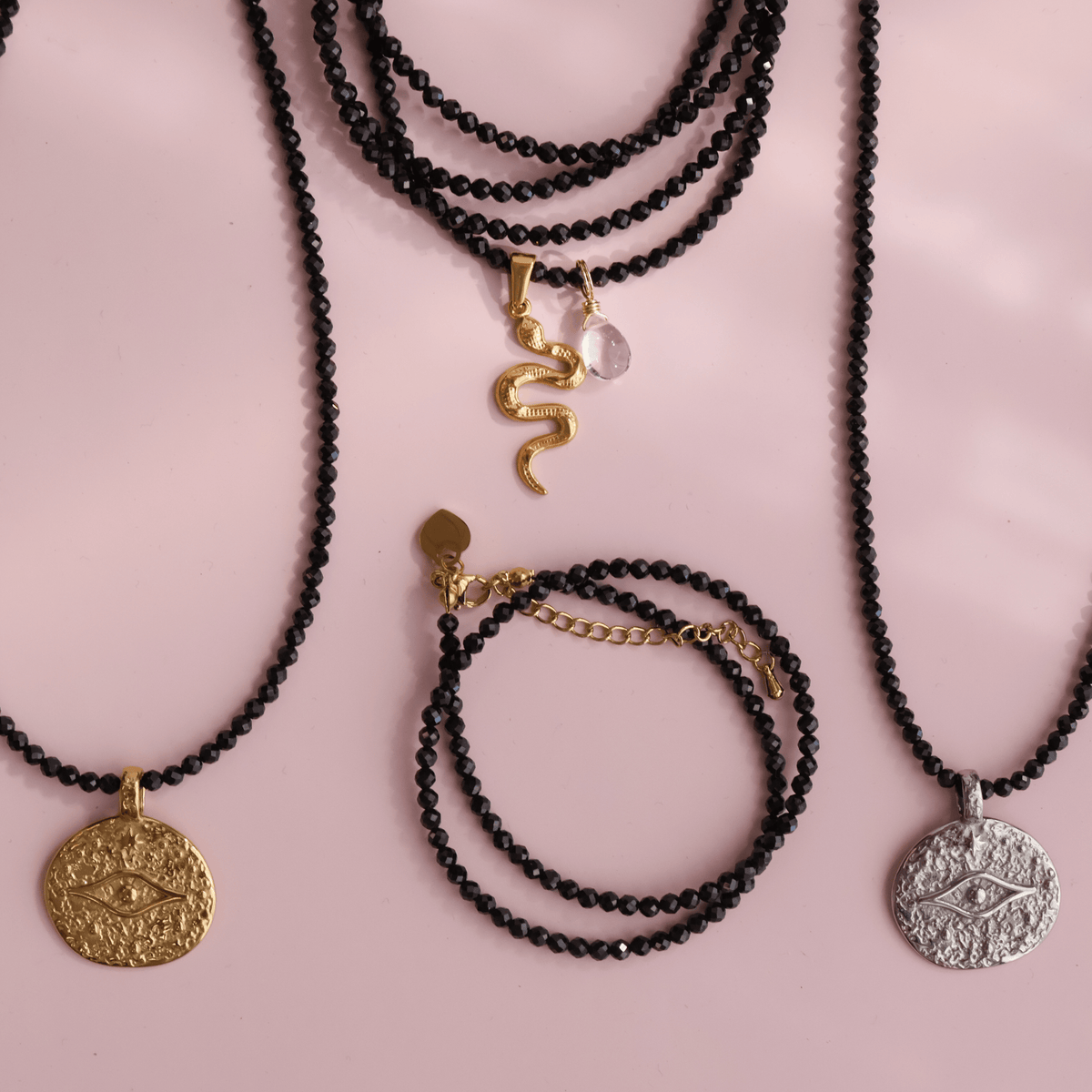 Black Spinel for Protection with Boundaries - Crystal Beaded Necklace
