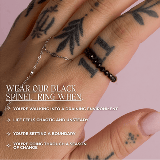Black Spinel for Protection | Crystal Beaded Ring
