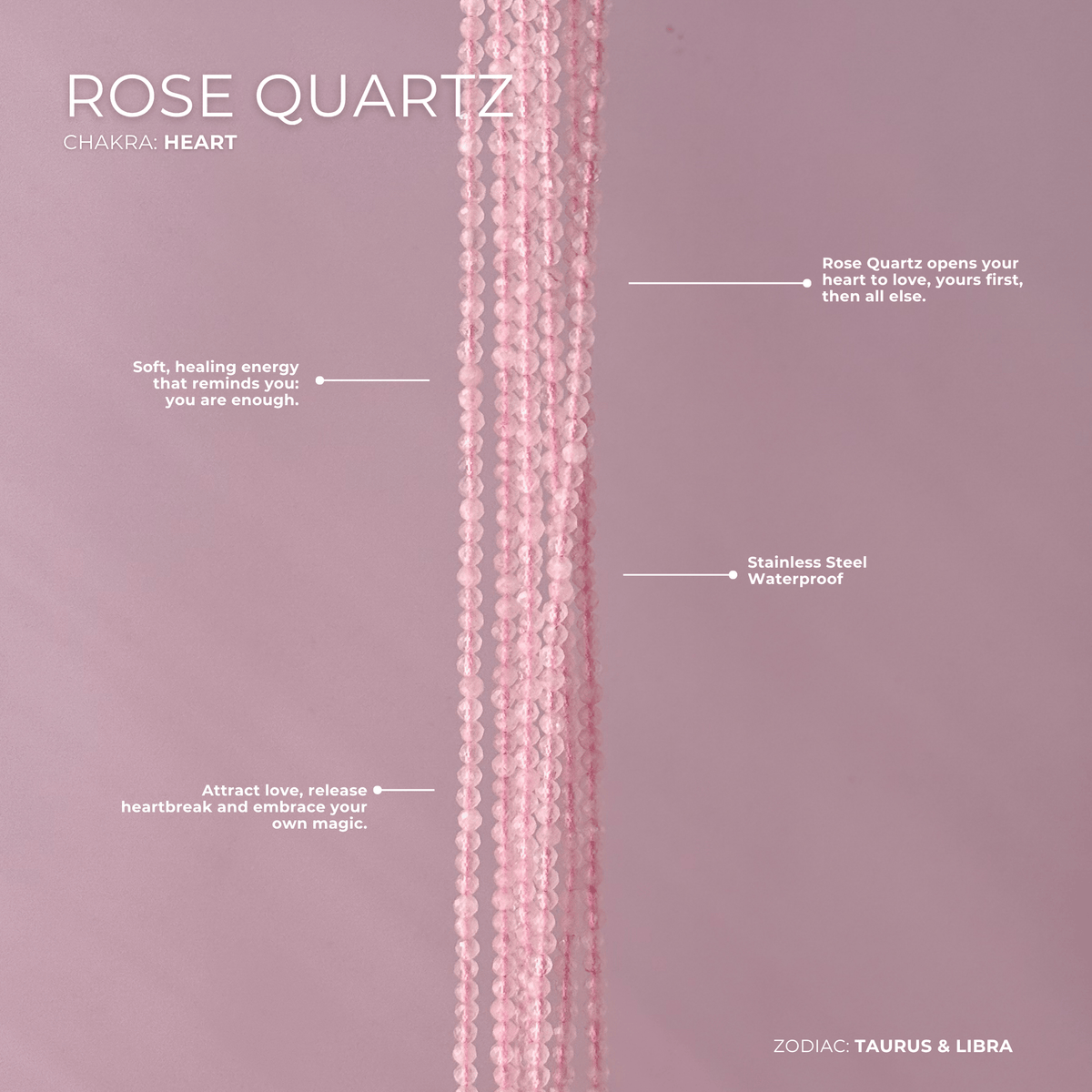Rose Quartz for Self Love - Crystal Beaded Bracelet