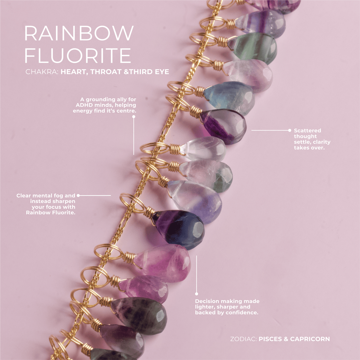 Quiet The Noise Bundle: Rainbow Fluorite + Amethyst Necklace (Calm)