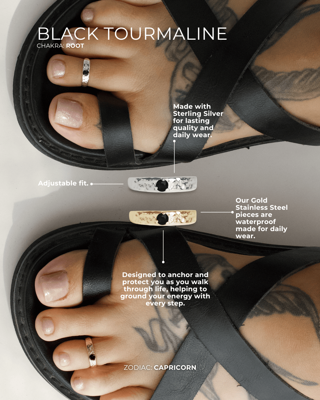 Sahara Toe Ring - Black Tourmaline