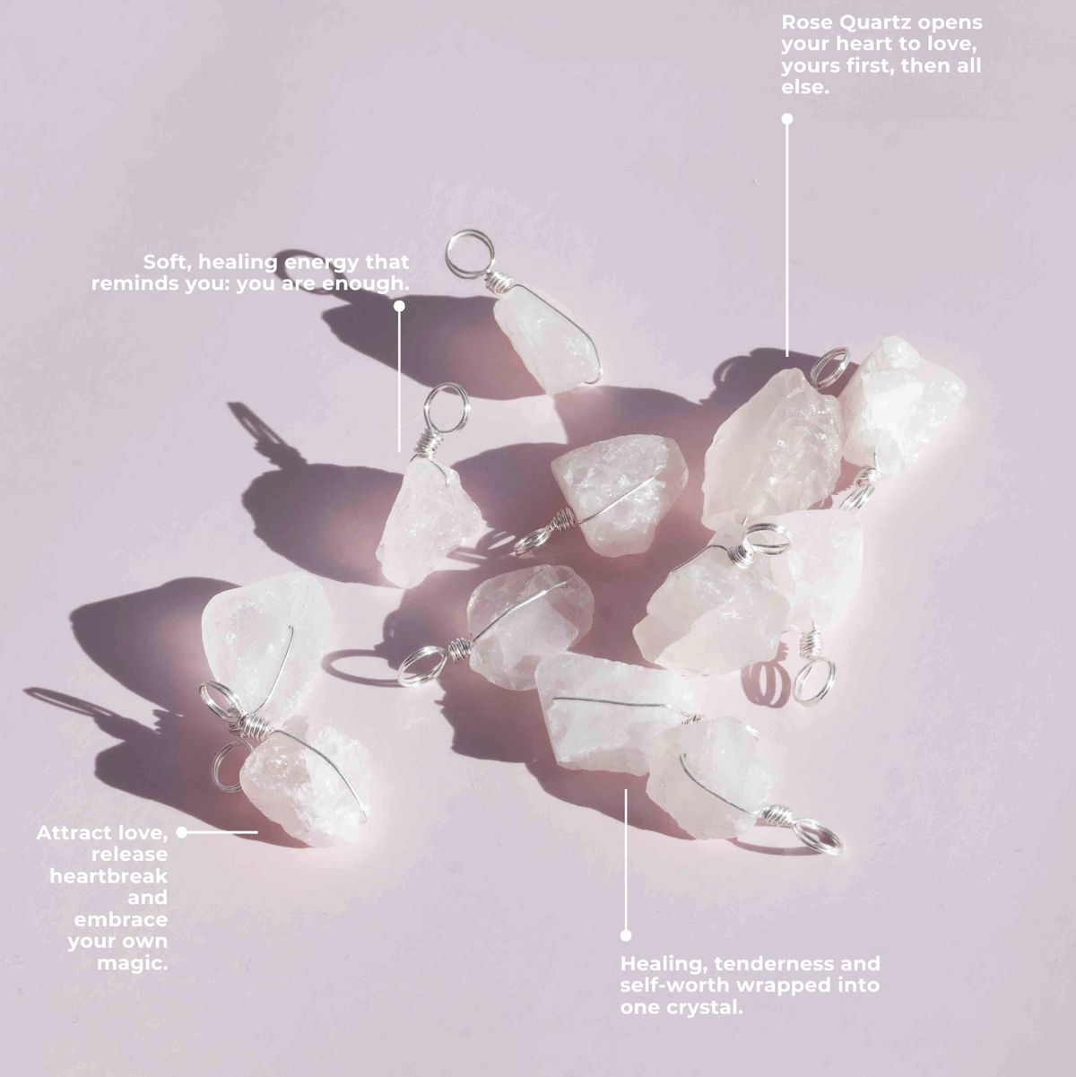 Rose Quartz to Attract Love - Wrapped Crystal Charm