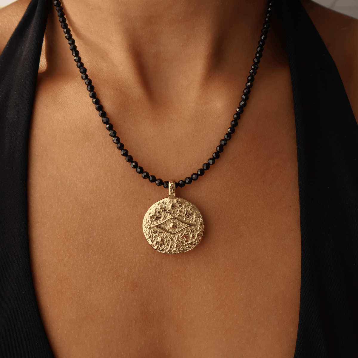 Boundaries bundle evil eye charm and crystal beaded necklace