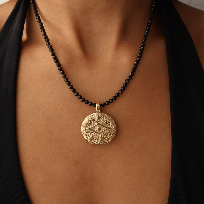 Boundaries bundle evil eye charm and crystal beaded necklace