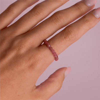 Pink Tourmaline for Self Love | Crystal Beaded Ring