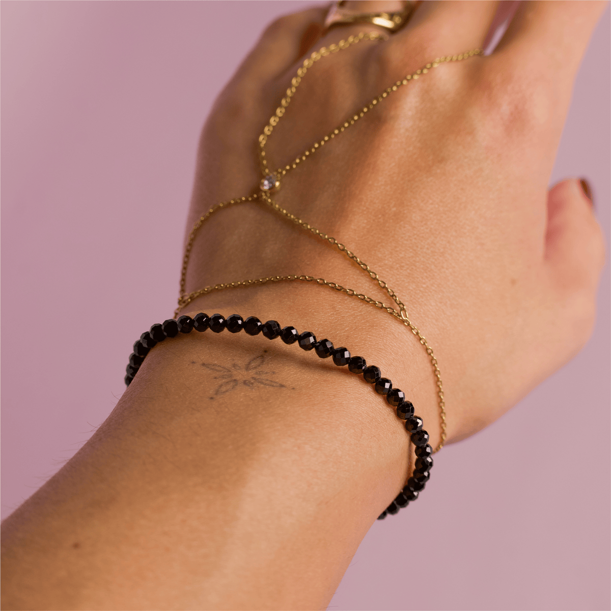 Black spinel crystal beaded bracelet for protection