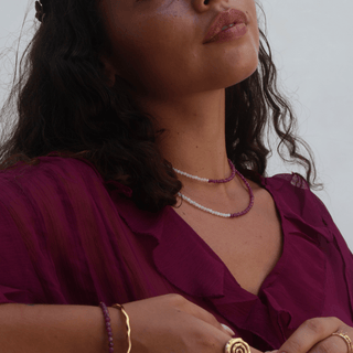 Ruby and Moonstone Beaded Necklace