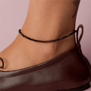 Black Spinel for Protection with Boundaries - Crystal Beaded Anklet
