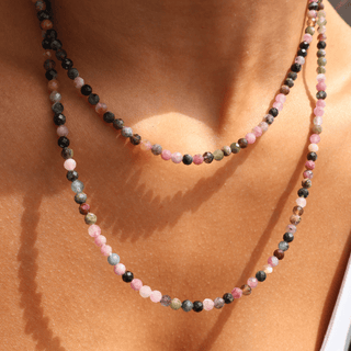 Mixed Tourmaline for Self Care - Crystal Beaded Necklace