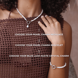 Pearl Necklace, Bracelet & Crystal Droplet Set - The Kindness Collection