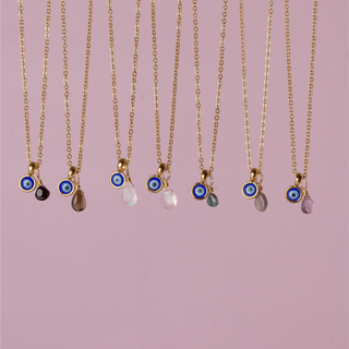 Protection Bundle: Evil Eye Charm + Crystal Charm + Necklace