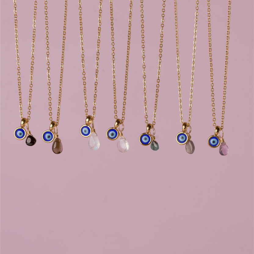 Protection Bundle: Evil Eye Charm + Crystal Charm + Necklace