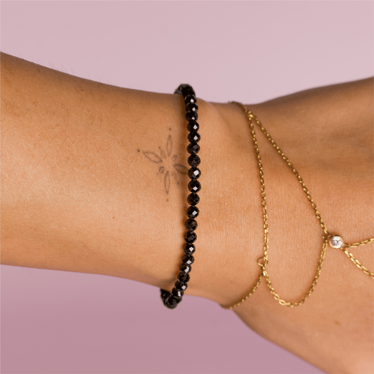 Black Spinel for Protection with Boundaries - Crystal Beaded Bracelet