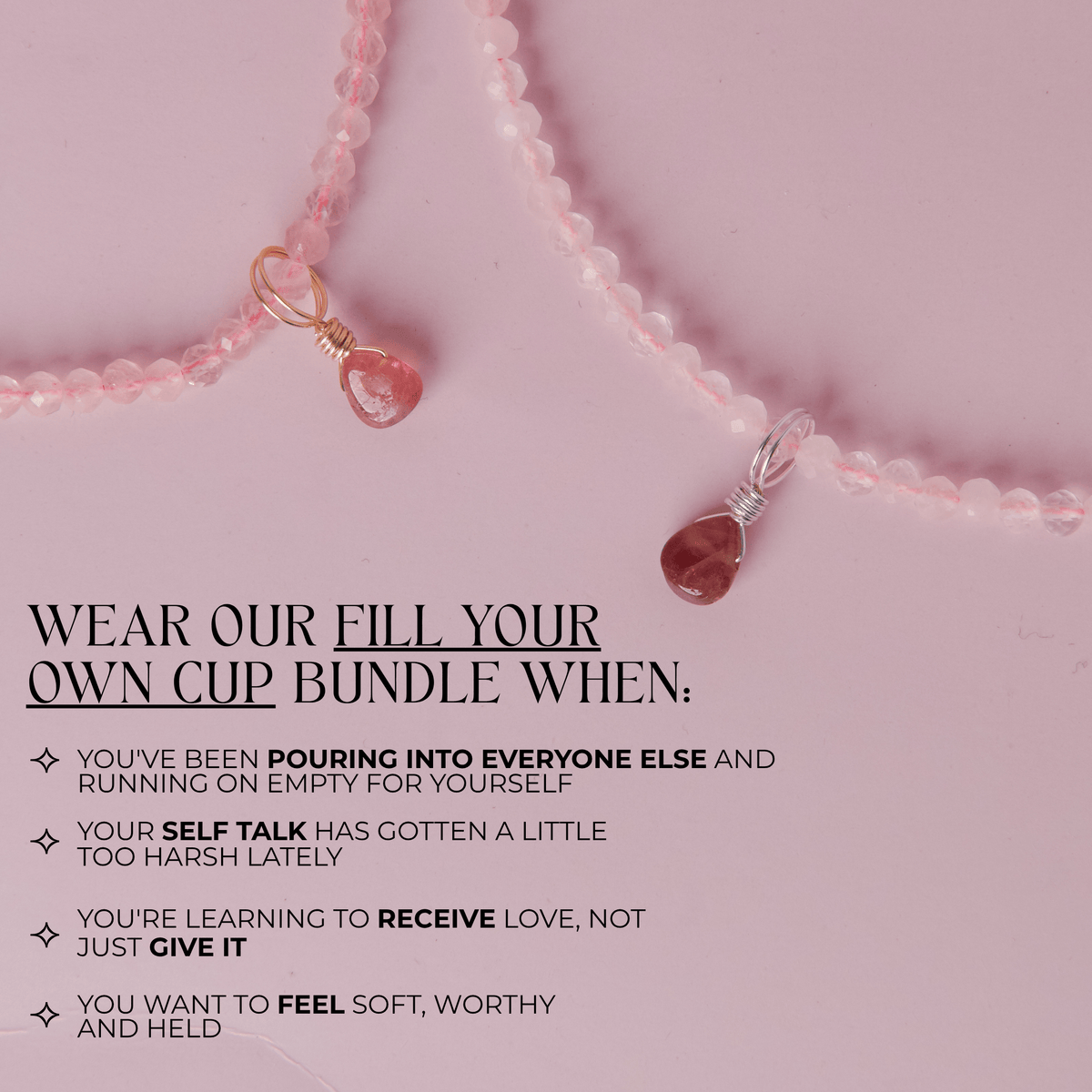 Fill Your Own Cup Bundle: Rose Quartz + Pink Tourmaline Necklace (Self Love)
