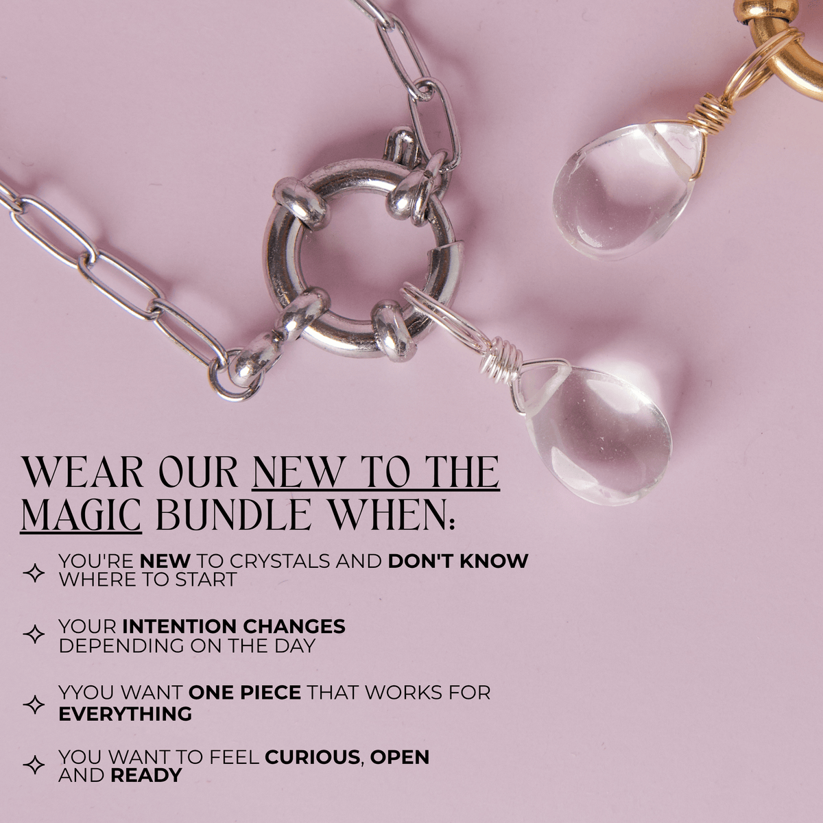 New to the Magic Bundle: Clear Quartz + Paperclip Necklace (Beginner)