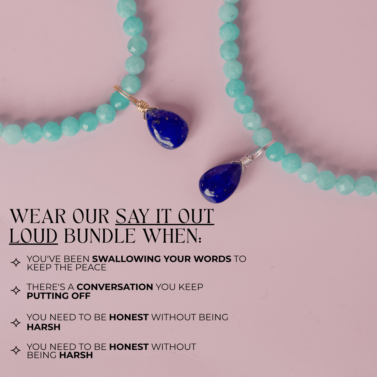 Say It Out Loud Bundle: Lapis Lazuli + Amazonite Necklace (Speak Your Truth)
