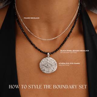 Boundaries Set: Athena Evil Eye Charm + Black Spinel Beaded Necklace