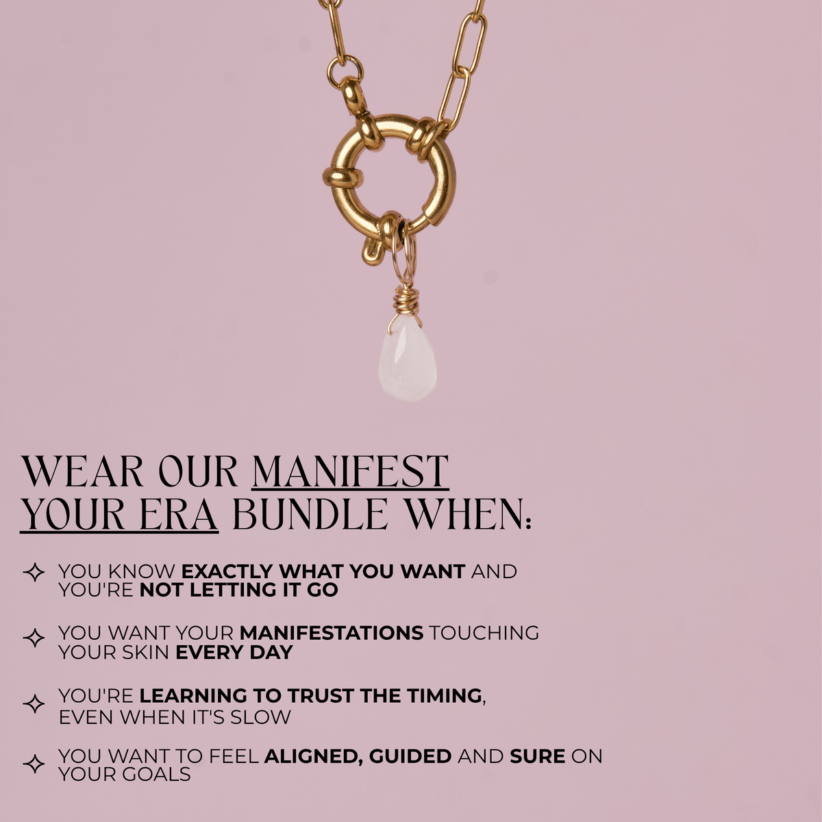 Manifest Your Era Bundle: Moonstone + Paperclip Necklace (Manifesting)