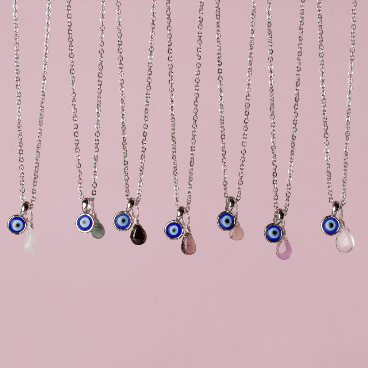 Protection Bundle: Evil Eye Charm + Crystal Charm + Necklace
