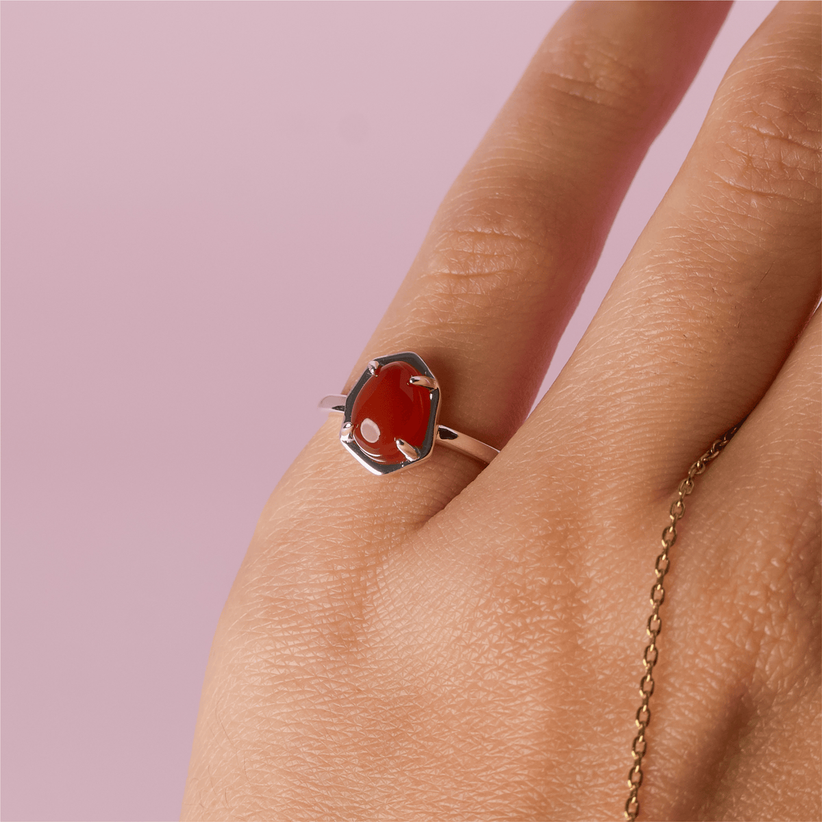 Carnelian confidence pinky ring in gold