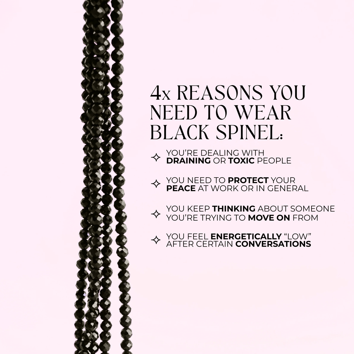 Black Spinel for Protection with Boundaries - Crystal Beaded Bracelet